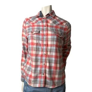 Jacks Girlfriend Women's Small Flannel Top Pearl Snap Button Up Western Cowgirl